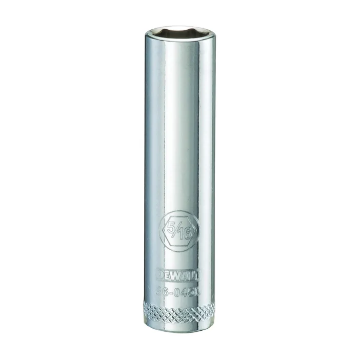 DeWALT DWMT86045OSP Drive Socket, 5/16 in Socket, 1/4 in Drive, 6-Point, Vanadium Steel, Polished Chrome