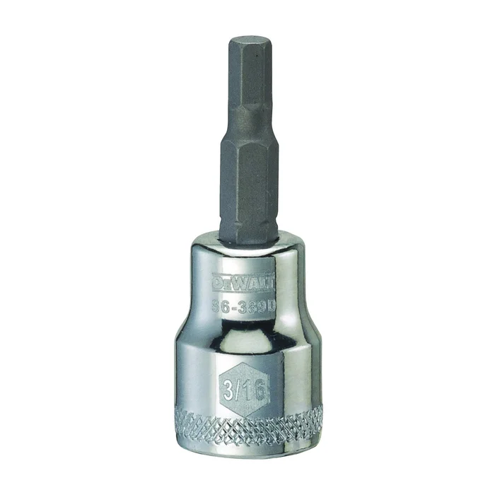 DeWALT DWMT86389OSP Fractional Hex Bit Socket, 3/16 in Tip, 3/8 in Drive, Polished Chrome Vanadium, 1-31/32 in OAL