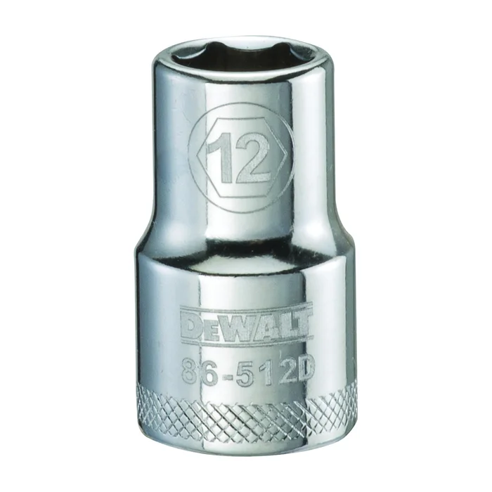 DeWALT DWMT86512OSP Drive Socket, 12 mm Socket, 1/2 in Drive, 6-Point, Vanadium Steel, Polished Chrome