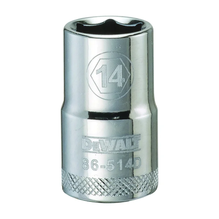 DeWALT DWMT86514OSP Drive Socket, 14 mm Socket, 1/2 in Drive, 6-Point, Vanadium Steel, Polished Chrome