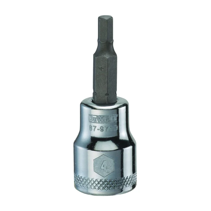DeWALT DWMT87971OSP Fractional Hex Bit Socket, 4 mm Tip, 3/8 in Drive, Polished Chrome Vanadium, 1-31/32 in OAL