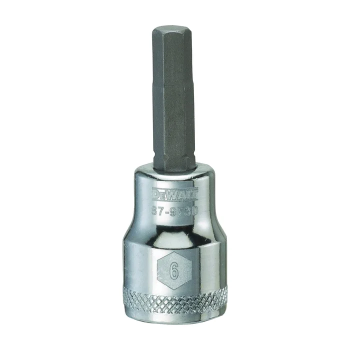 DeWALT DWMT87973OSP Fractional Hex Bit Socket, 6 mm Tip, 3/8 in Drive, Polished Chrome Vanadium, 1-31/32 in OAL