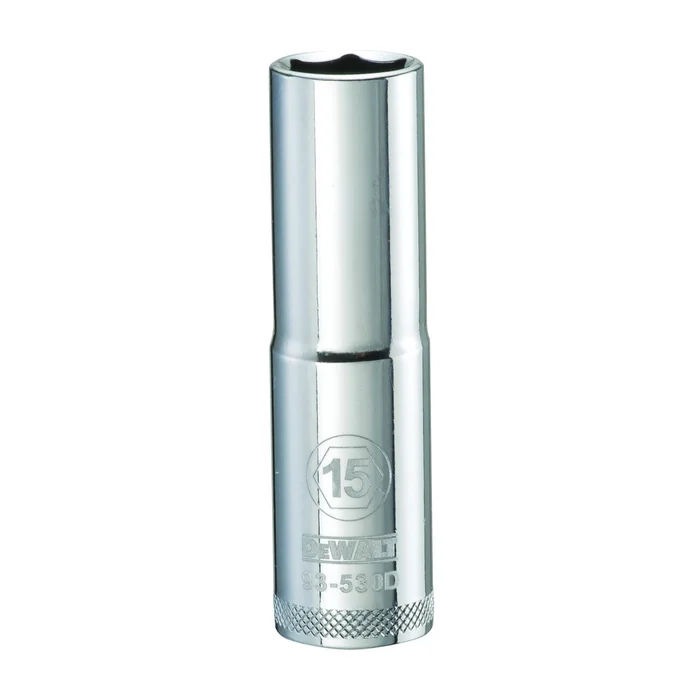 DeWALT DWMT93530OSP Drive Socket, 15 mm Socket, 1/2 in Drive, 6-Point, Vanadium Steel, Polished Chrome