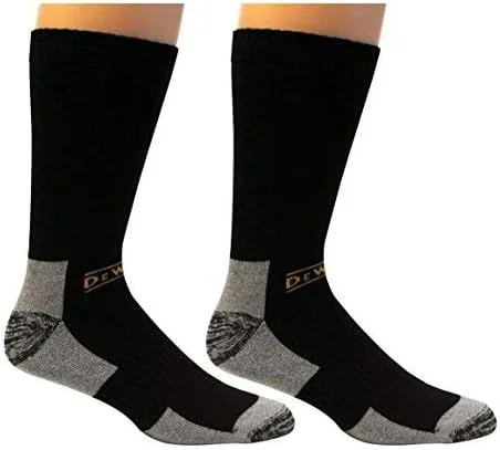 DeWALT DXSC150-BLK Crew Socks, Everyday Work, Fully Cushioned, Men's, 10 to 13, Cotton / Nylon / Polyester / Rayon / Spandex