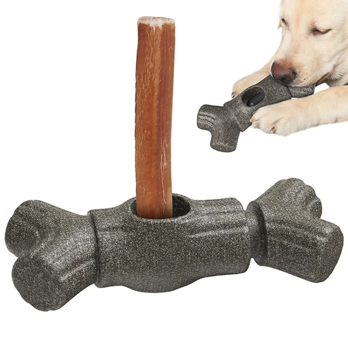 DOG DURABLE BULLY STICK HOLDER Natural Wood Color 1PCS