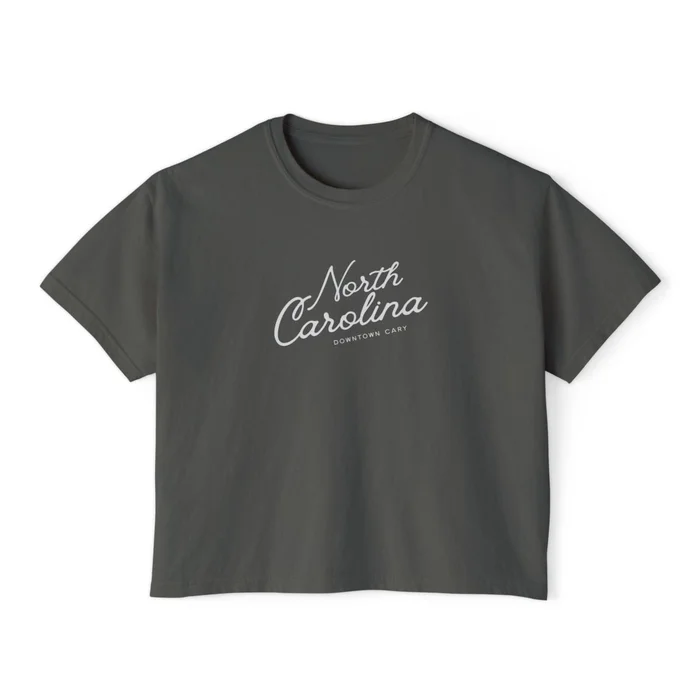 Downtown Cary, North Carolina Women’s Boxy Tee, Dark Gray