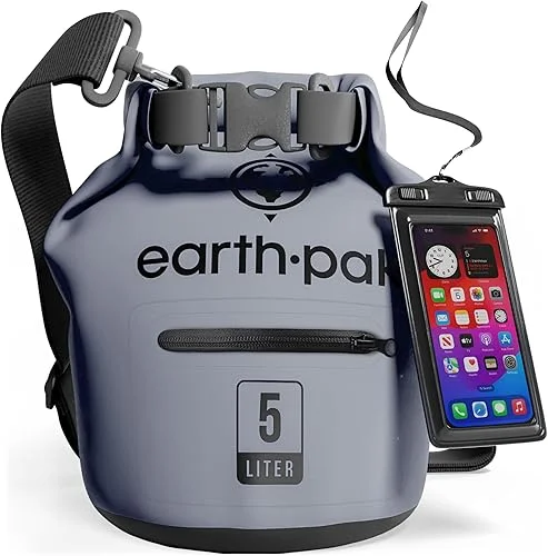 Earth Pak Waterproof Dry Bag with Zippered Pocket – Waterproof Dry Bag Backpack Keeps Gear Dry Kayak – Waterproof Phone Case