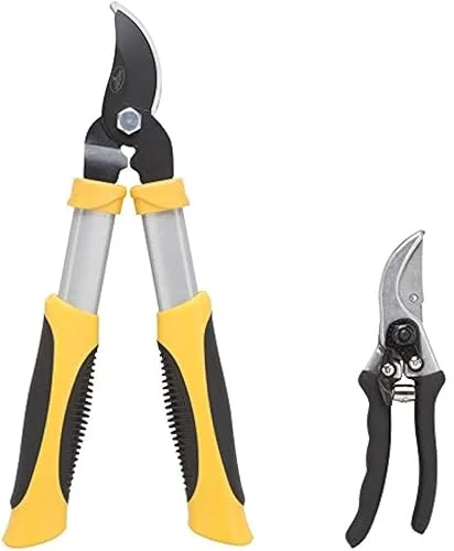 Edward Tools Lopper and Pruner Set – Heavy Duty Heat Treated Carbon Steel Blades – 1 1/2′ Lopper Diameter Cut
