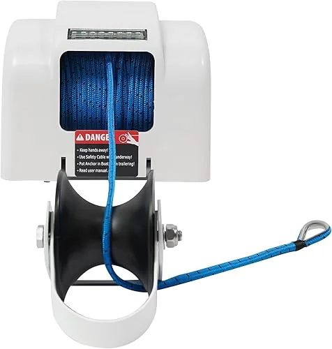 Electric Boat Anchor Winch Kit 12V Saltwater Marine Anchor Windlass System with 100ft Anchor Rope Remote Control Heavy Duty Towing Winches for 24ft Fishing Boat Pontoon Boat