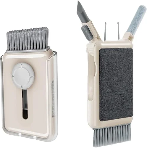 Electronics Cleaning Brush Tool,Laptop Screen Keyboard Cleaner Kit with Microfiber Cloth and Brush,Keyboard Cleaner with keycap Puller and Cleaner Brush (Apricot)