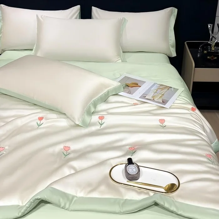 Elysian Dreams Cooling Quilt 4Pcs Set Tulip Green Twin Size-6 colors