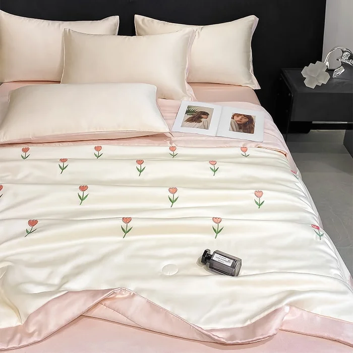 Elysian Dreams Cooling Quilt 4Pcs Set Tulip Pink Twin Size-6 colors