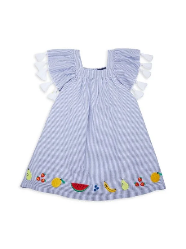 Embroidered Seersucker Dress