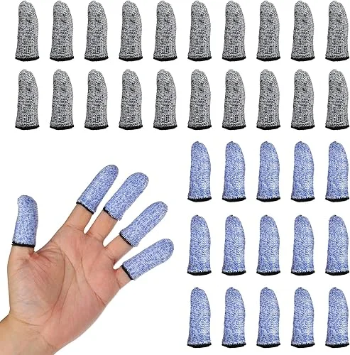 EORTA 40 Pieces Cut Resistant Finger Cots, Reusable Finger Protectors, Breathable Thumb Protector for Kitchen Work Sculpture Stained Glass Projects, Finger Protector Gloves for Nail Biting