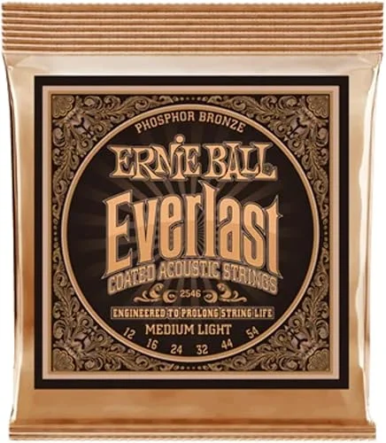 Ernie Ball Everlast Medium Light Phosphor Bronze Acoustic Guitar Strings, 12-54 Gauge (P02546)
