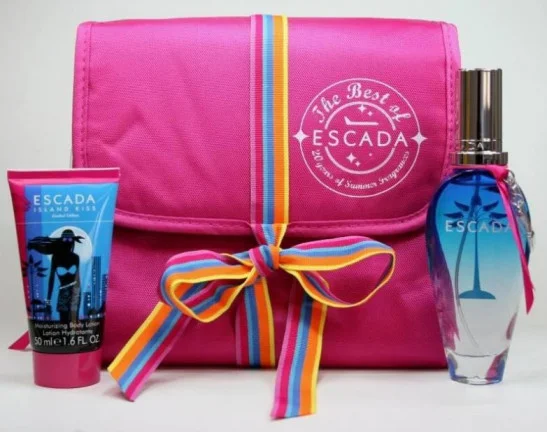 Escada Island Kiss Gift Set EDT 1.6 oz + Body Milk 1.6 oz + Cosmetic Bag