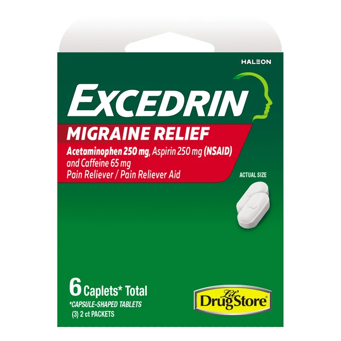 Excedrin Migraine Caplets, Acetaminophen, Aspirin & Caffeine, 6 Count (Pack of 1)