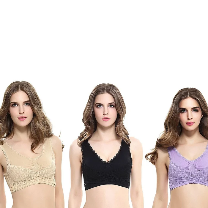Extreme Fit™ Women's Comfortable Floral Lace Bra (3-Pack)