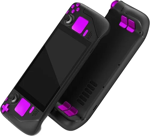 eXtremeRate Chrome Purple Replacement Full Set Buttons for Steam Deck, Custom ABXY D-pad Trackpad Bumpers Triggers Buttons and Screwdriver for Steam Deck LCD Handheld Console – Console NOT Included