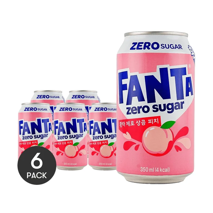 Fanta Zero Sugar Fresh Peach Flavor Soda 11.83 fl oz *6【6 Packs】