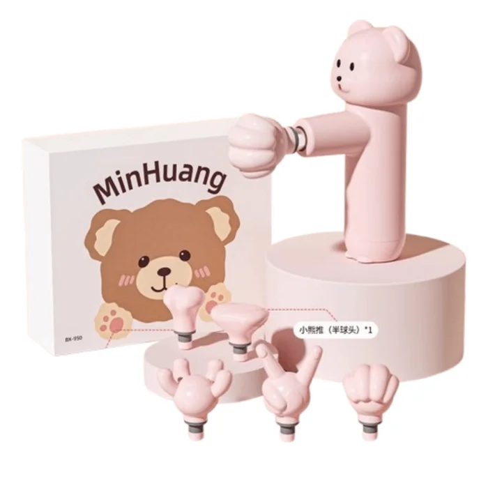 Fascia Gun Muscle Massager Instrument Multi Head Practical Electric Pink 1 Set