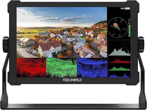 FEELWORLD T10 10.1 Inch Aluminium Camera Field DSLR Monitor Touchscreen Waveform HDR 3D LUT Out F970 Install and Power Kit