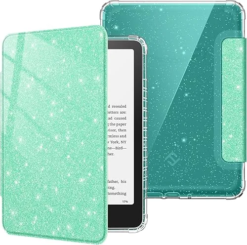 Fintie Case for 7′ All-New Kindle Paperwhite (12th Generation, 2024) and Kindle Colorsoft Signature Edition, Ultra Clear Soft Light Transparent TPU Back Cover Auto Wake/Sleep, Fantasy Ombre