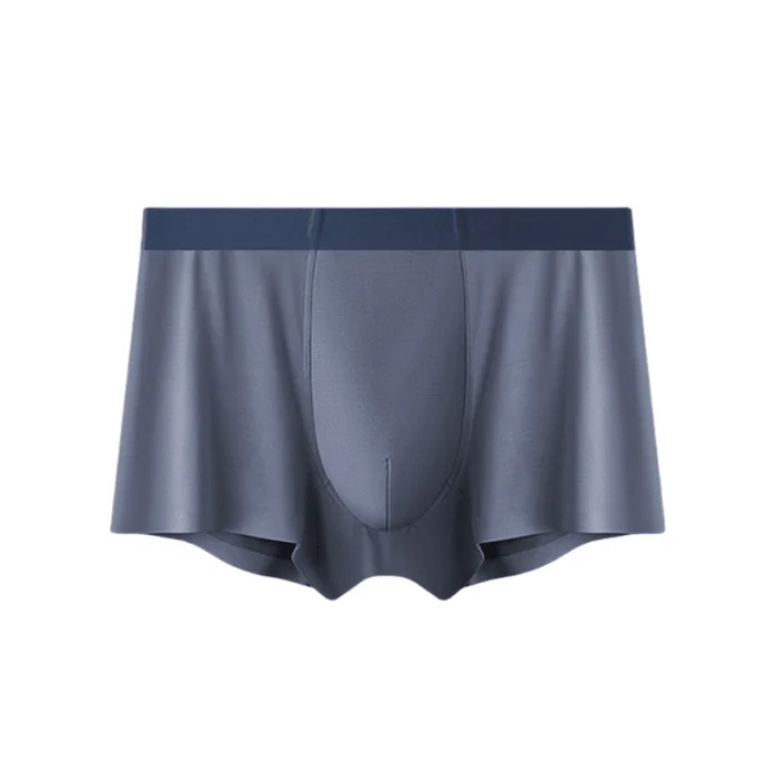 Flat Underwear 7A Antibacterial Mulberry Silk Crotch Breathable Four Corner Shorts Dark Blue L Size 2 Pairs