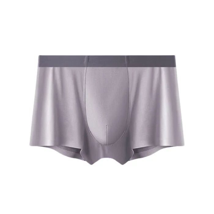 Flat Underwear 7A Antibacterial Mulberry Silk Crotch Breathable Four Corner Shorts Ice Purple Grey XL Size 2 Pairs