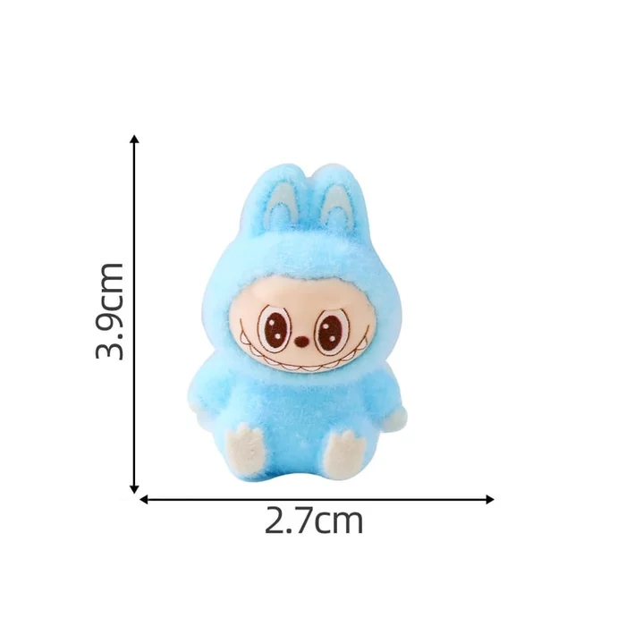 Flocking teething lab-pulling cute little rabbit plush toy trendy toy and decorative item 1 pieces/set 2.7cm*3.9cm Cyan