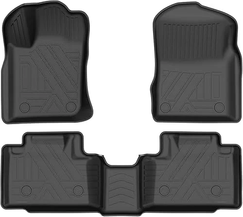 Floor Mats Fit for Jeep for Grand Cherokee 2016-2021, for Grand Cherokee WK 2022, All Weather Odorless Anti-Slip Mats Black, 1st & 2nd Row Full Set (5 seat)