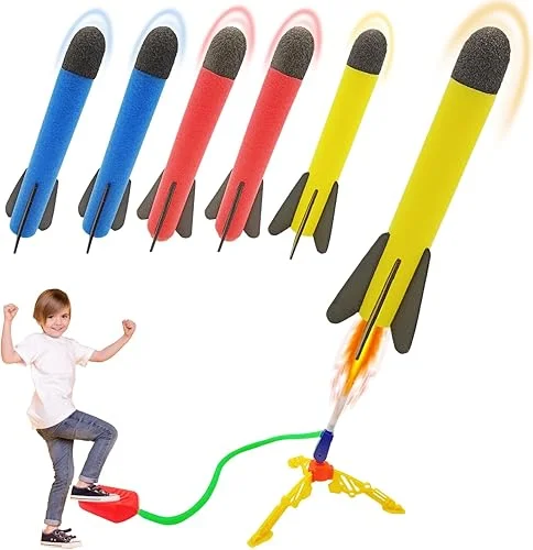 Foam Rocket Launcher – 6 Outdoor Rocket Toy – Perfect for Parks, Yards, Beaches, and Stocking Stuffers, Fun Birthday Gift