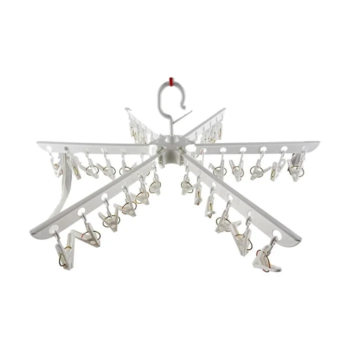 Folding 36-Clip Umbrella-shaped Clothes Hanger Classic White J-31047
