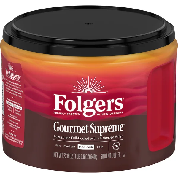 Folgers Gourmet Supreme Ground Coffee, Medium-Dark Roast, 22.6 Oz. Canister