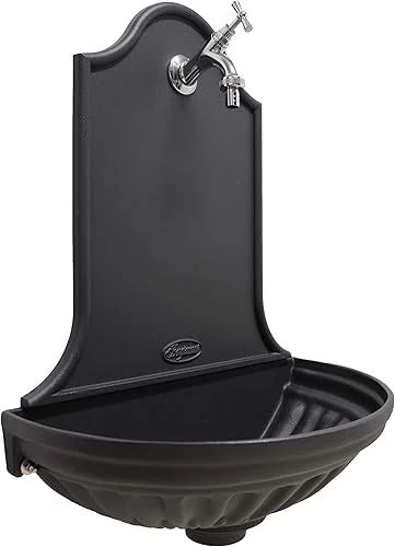 Fonderia Bongiovanni | Wall Mounted Fountain | Water Fountain | Model Siviglia 303C | with Polished Brass tap | Outdoor Fountain | Made in Italy