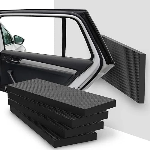 Fosmon Garage Wall Protector for Car Doors (4 Packs), 3/4′ Ultra Thick Garage Wall Bumper Guard with EVA Foam (Up to 300LB Impact) and Mesh Self Adhesive Padding for Warehouse Parking Assist- Black