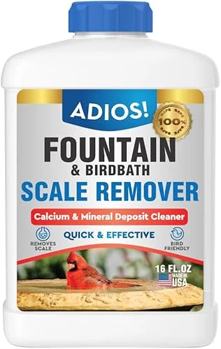Fountain Scale Remover for Calcium, Lime and Hard Water Deposits on Bird Fountains, Baths and Water Features (16 oz)