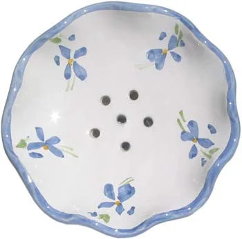 French Faience Soap Dish – Round French Blue