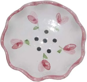 French Faience Soap Dish – Round French Pink
