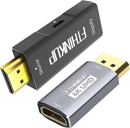 FThinkup Bi-Directional 4K HDMI to Display Port Adapter Kit, DisplayPort to HDMI Adapter, Bidirectional HDMI to DP Adapter Compatible with PS5, Xbox, Laptop, GPU, AMD, NVIDIA and Monitor