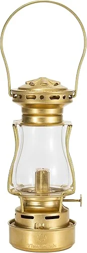 Fuel Lantern, Outdoor Kerosene Fuel Lamp, Weather Resistant, for Camping Hiking Patio Picnic, Brass