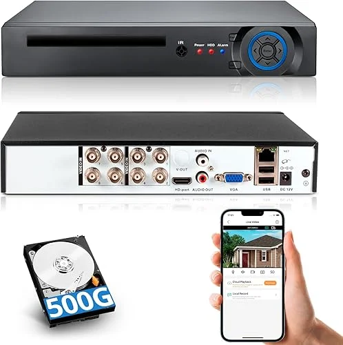 Fuers H.265+ 5MP 8 Channel CCTV DVR Recorder with 500G HDD, Face Detection, Alert Push, Hybrid Capability 5-in-1(XVI/AHD/TVI/CVI/IPC) Full 2592p HD Surveillance DVR for Security Camera,Remote Access