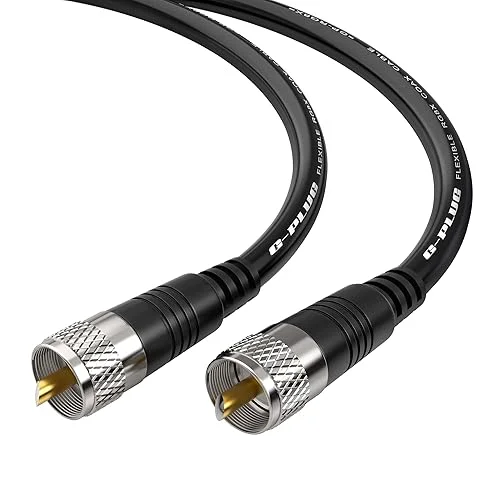 G-PLUG 15ft RG8X Coaxial Cable – 50 Ohm, Pure Copper – CB Coaxial Cable UHF Set with Ultra-Durable, Flexible PVC Jacket – Waterproof CB Coax Cable with 2X UHF Radio Connectors