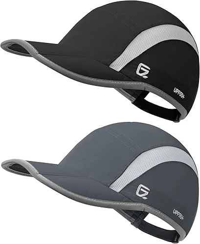 GADIEMKENSD 2 Pack Reflective Foldable Sports Hat UPF 50+ Sun Protection Outdoor Run Hats for Men and Women