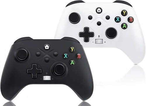 Gamrombo 2 Pack Wireless Controller Replacement for Xbox One, Xbox Series X|S Controller with Audio Jack & Volume Button/Turbo/Macro/Dual Shock, with 2.4GHz Adapter Black+White