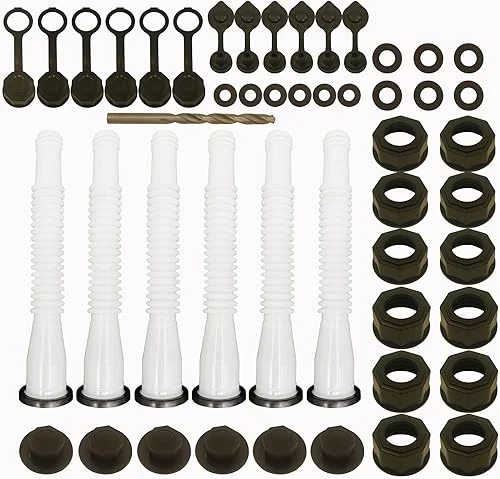 Gas Can Spout Replacement Set, Gas Can Nozzle Old Style Easy to Install, Flexible Pour Nozzle Suitable for Most 1/2/5/10 Gallon Oil Cans (6 Kit-White)