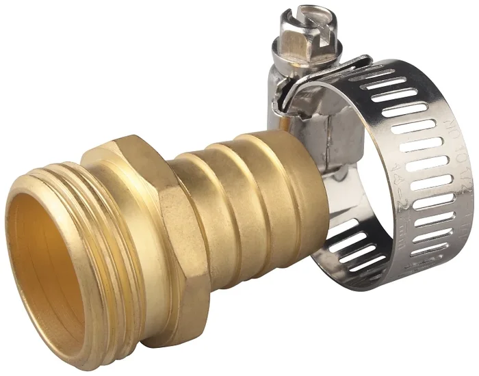 Gb-9413-3/4 Brass Male Hose Coupling With Stainless Steel Clamp, 3/4 In