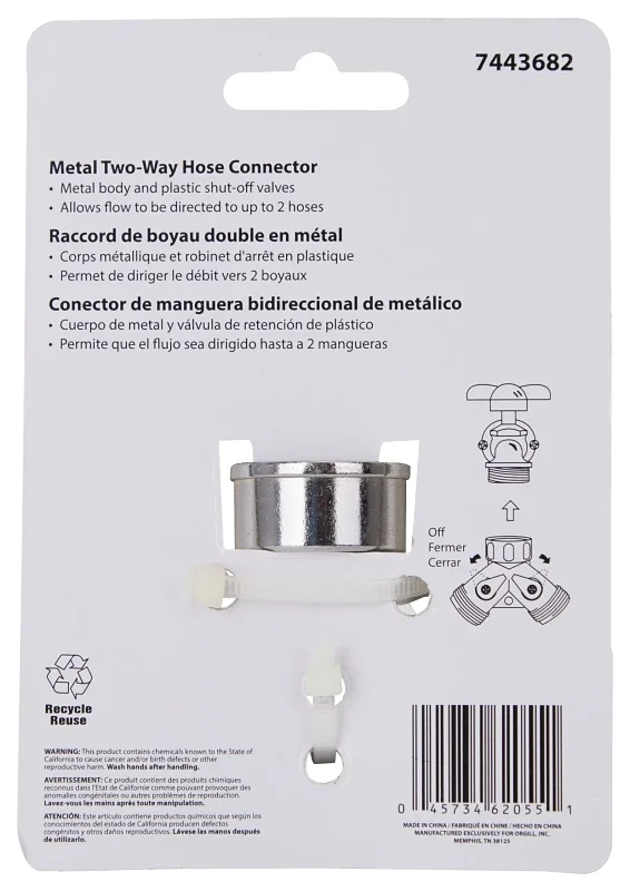 Gc5013l Metal Y-connector With Shut-off For Garden Hose And Faucet