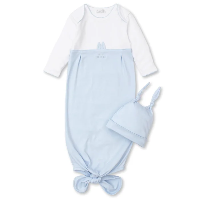 Gingham Bunnies Blue Sack & Hat Set
