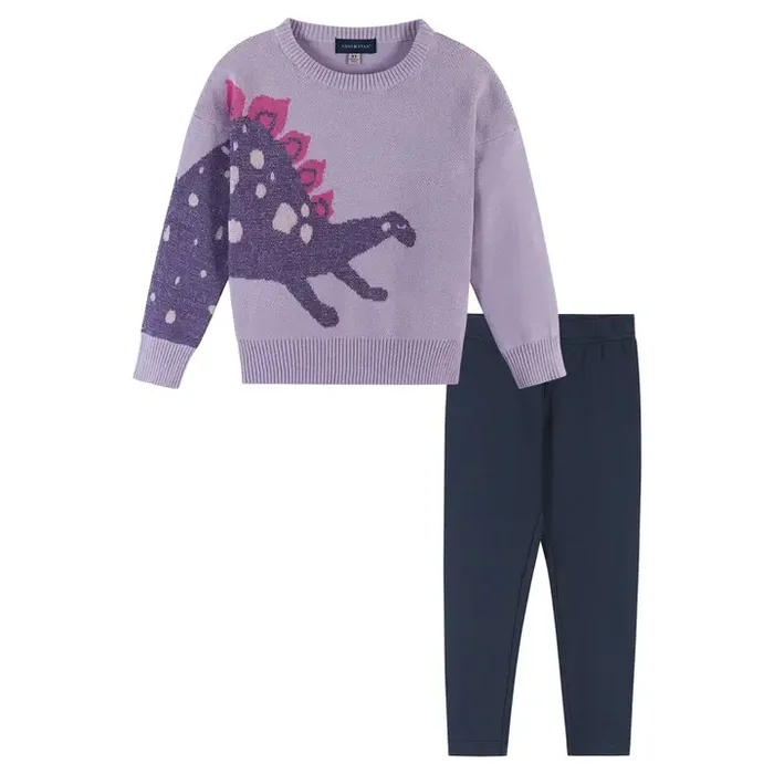 Girls Purple Dino Sweater Set Size 8